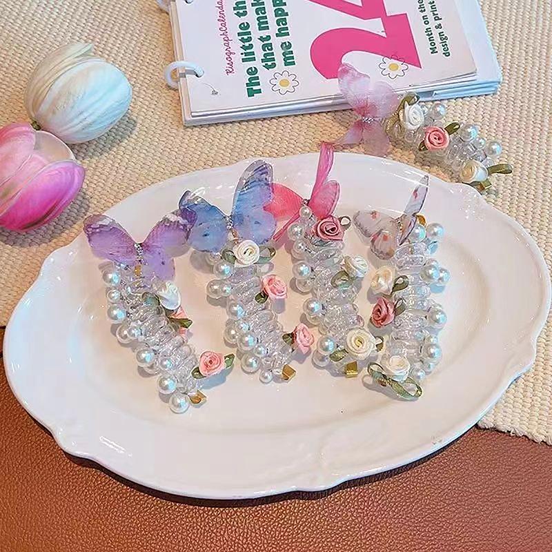 Sweet Butterfly Phone Line Hair Rope Ponytail Artifact For Women Girls Elegant Hair Ring Exquisite Hair Accessories