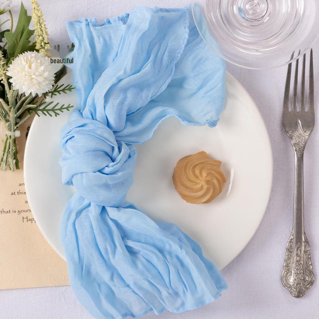 Wrinkled Polyester Crepe Cloth Napkin with Decorative Pleats for Weddings and Parties