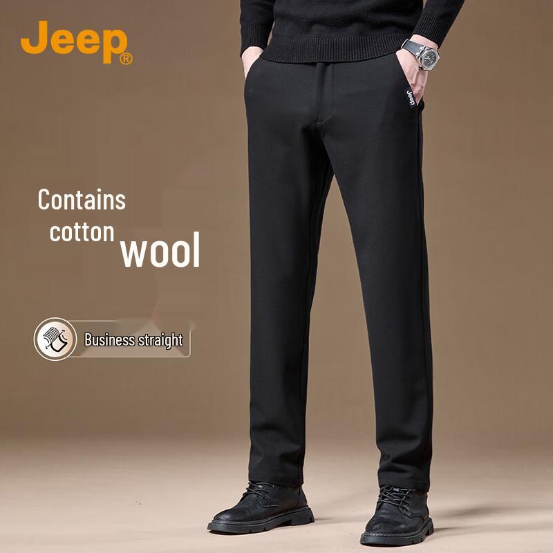 

JEEP Men s Cotton Wool Blend Straight-Leg Business Casual Pants 31