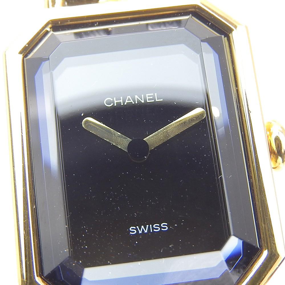 CHANEL Premiere L Watches H0001 blackDial Plated Gold/leather Quartz Analog display Women Used