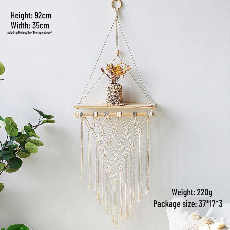 Bohemian Hand-Woven Tapestry Wall Shelf & Flower Pot Rack