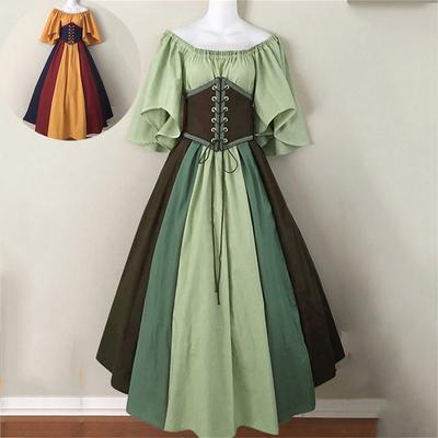Slim Skirt One-shoulder Dress Flying Sleeve Women's Vintage Swing Skirt Gothic Cosplay Dress