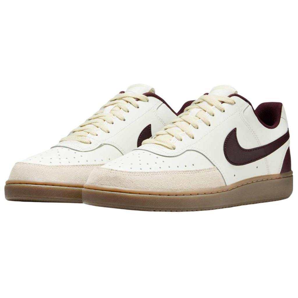 Nike Court Vision Low Burės spalvos, bordo atspalvio vyriški sportbačiai, kreminiai, šviesiai chaki, tamsiai rudos gumos padu HV2530-101