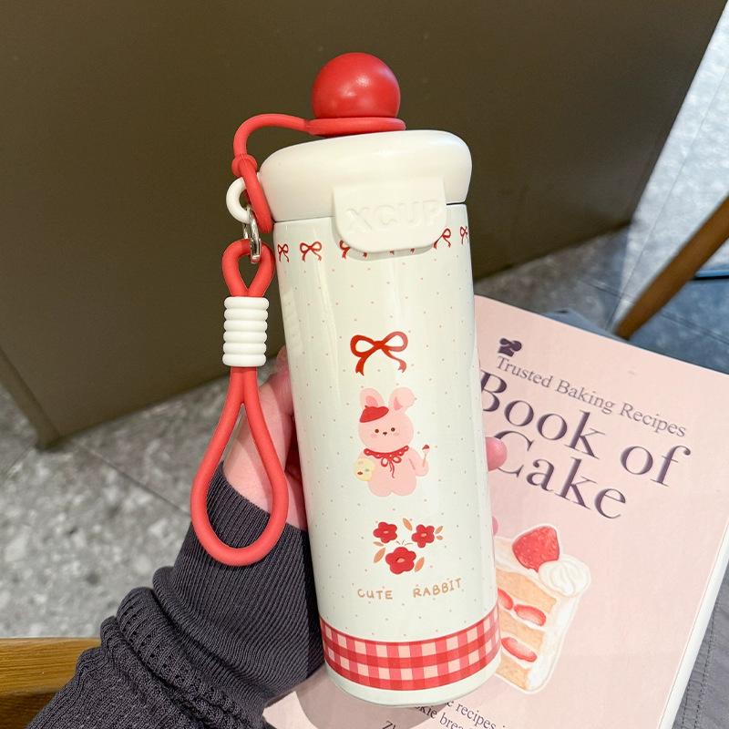 New Stainless Steel with Straw Thermos Cup High Value Float Creative Water Cup Large Capacity Cat Cartoon Coffee Cup