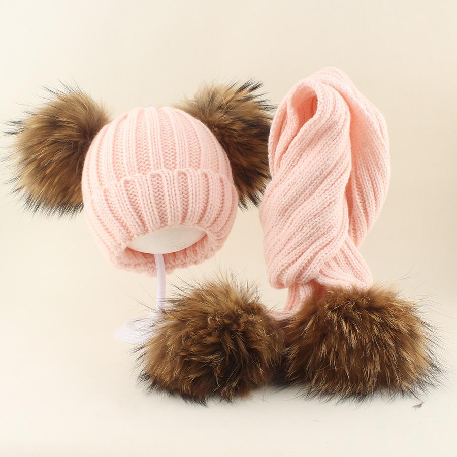 Kids Winter Warm Knitted Set Pom‑pom Hat Scarf Gloves 3‑Pcs Set Or Single Beanie Hat Windproof Ear Protection For Boys Girls Cold Weather Outdoor