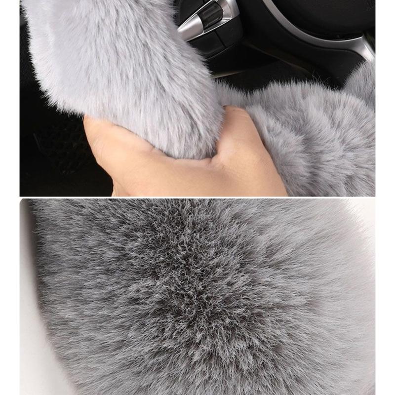 Premium Plüsch Lenkradbezug Für Winterliche Wärme Komfort Und Anti-Rutsch-Griffe Universell 38cm Durchmesser