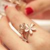 Women Rhinestone Flowers Little Daisy Openings Adjustable Female Crystal Jewelry