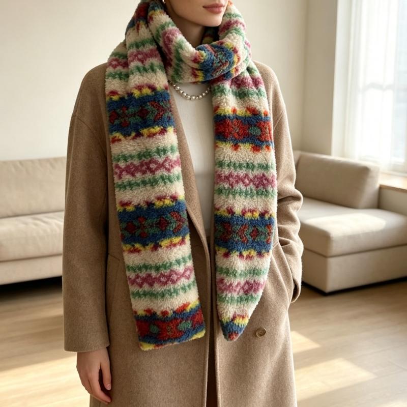 Thickened Plush Scarf with Warm Texture and AntiStatic Design for Adult Teens Cold and Breezy Weather Winter Activity Wear