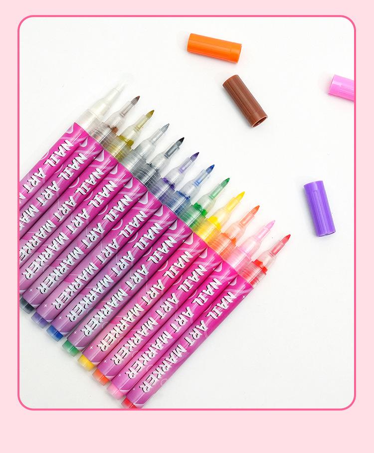 Nagelkunst Sneldrogende Waterdichte Acryl Stift Pen Set - 12 Kleuren