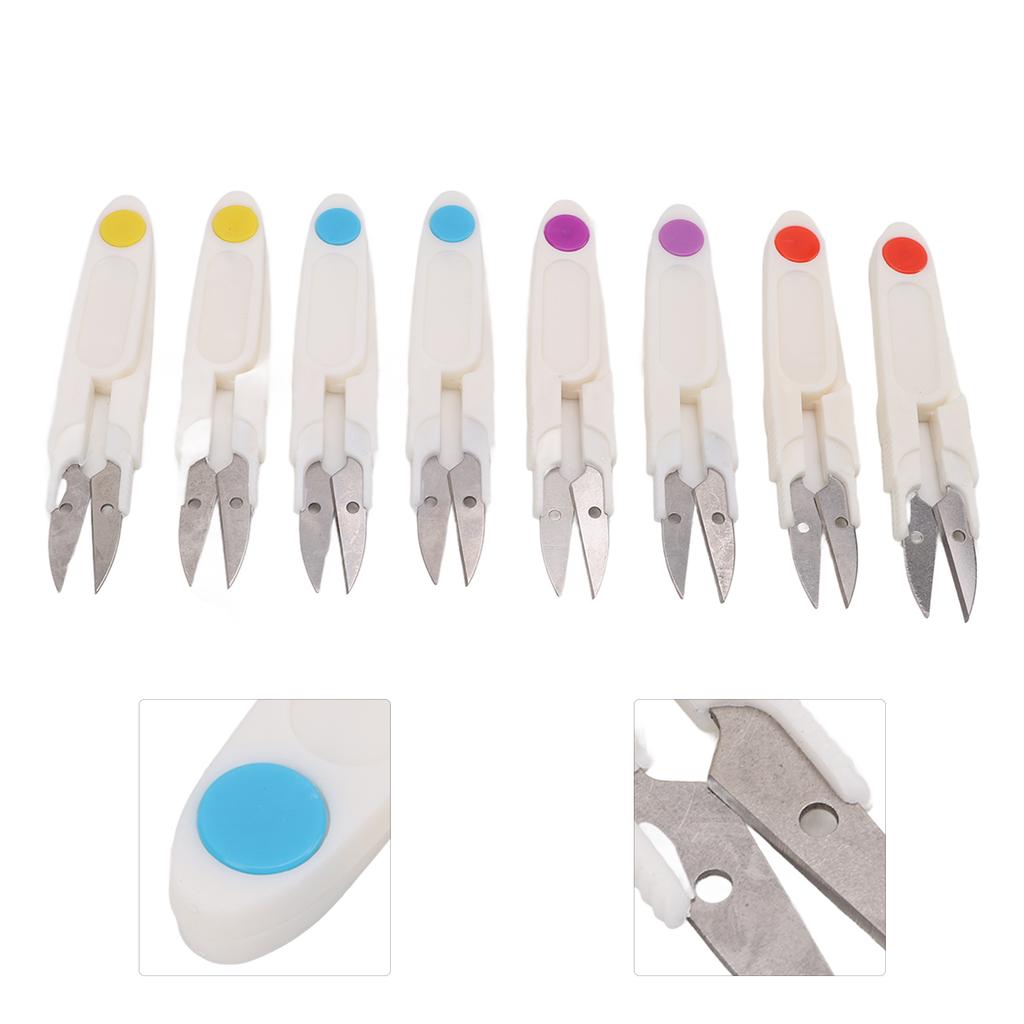 8Pcs Thread Snips Safety Cover Spring Action Lightweight Durable Portable Wide Application Thread Cutter