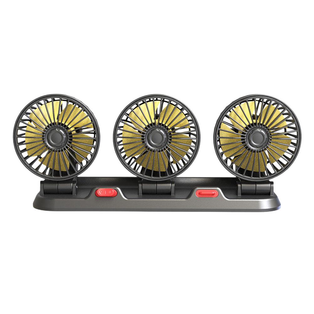 USB/12V/24V Three-Head Fan 2 Speeds Car Cooling Air Circulator Fan 360 Degree Rotatable for Car Truck Van SUV RV ATV Boat