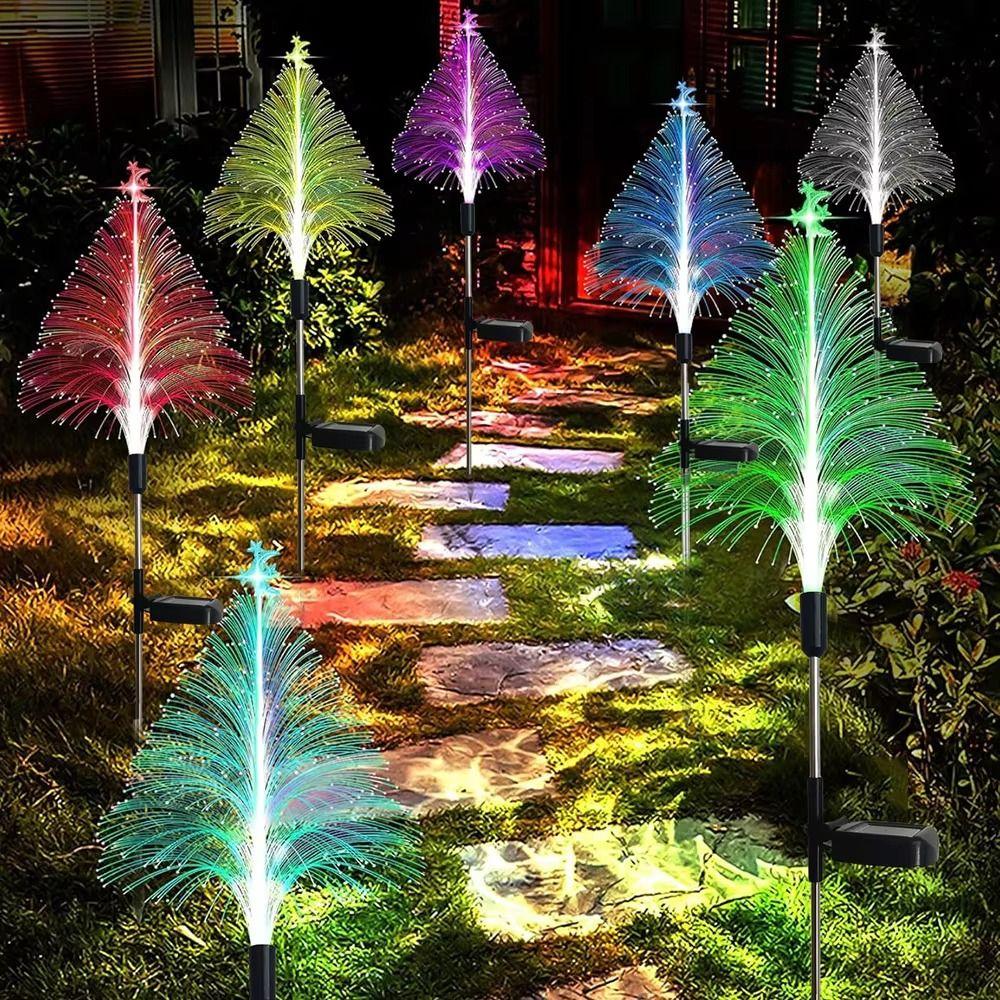 5-Layer Fiber Optic Reed Lamps Color Changing Solar Powered Lights  Christmas Tree