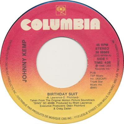 7inch Record JOHNNY KEMP - Birthday Suit 3868569 Columbia 1989 Canada Pop Used
