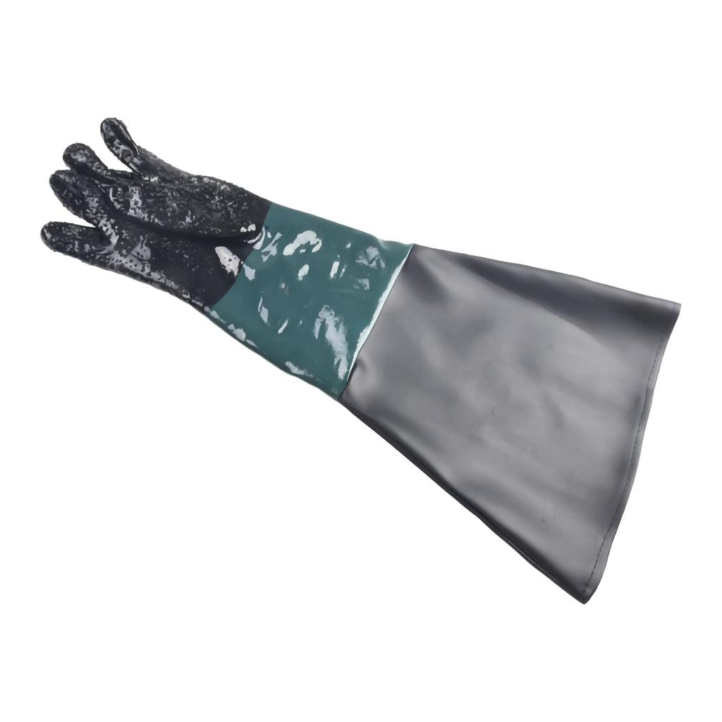 Sandblasting Gloves 23.6×11.8 Inches Sandblasting Machine Sandblasting Cabinet Work Gloves Black PVC + Cotton Stitching Tools