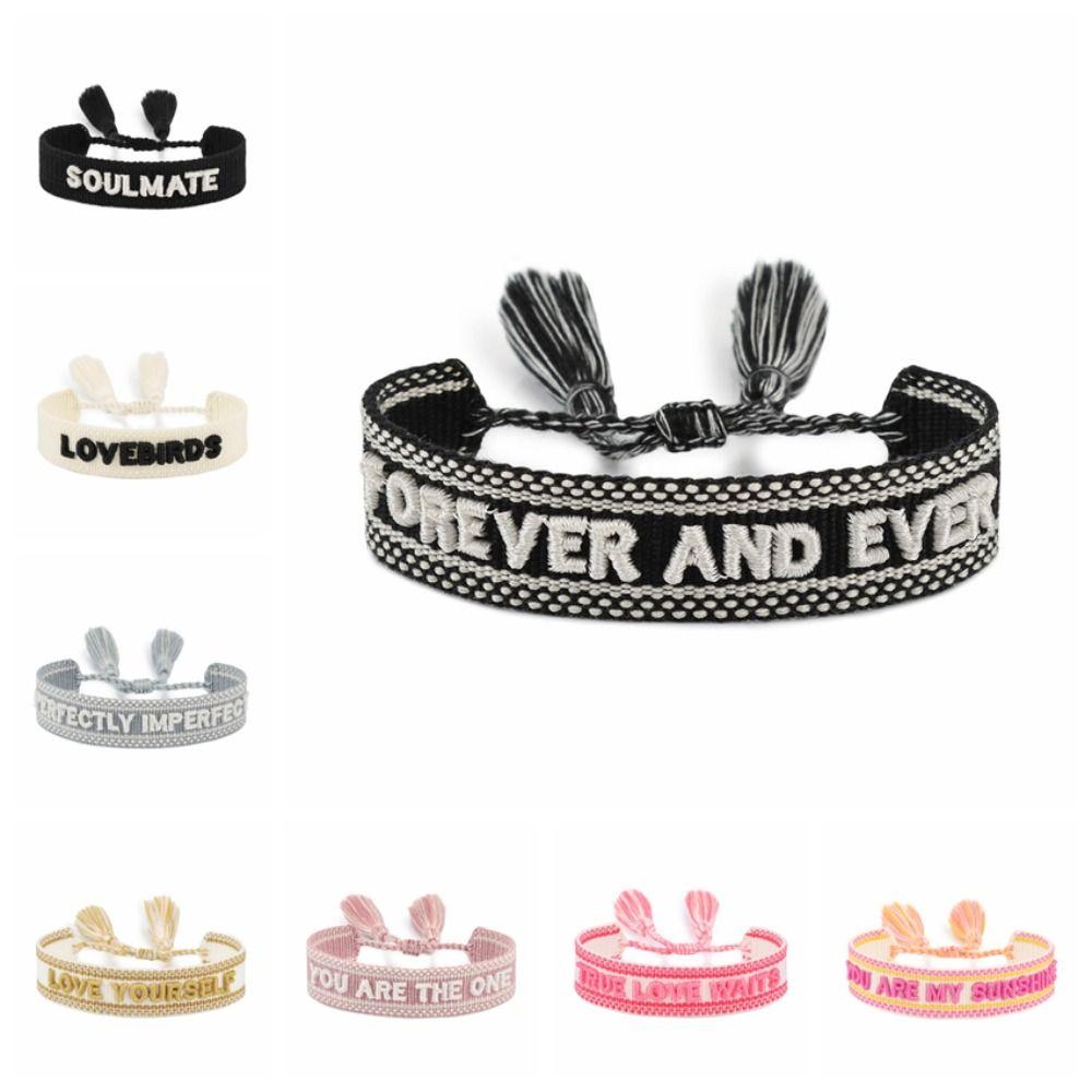 Tassel Embroidered Letters Bracelets Unique and Lucky Lovers Weaving Bracelet Jewelry Gifts