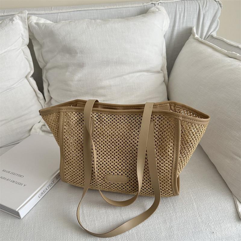 Chic Korean Style Woven Tote Bag For Women Trendy Casual Large Capacity Design