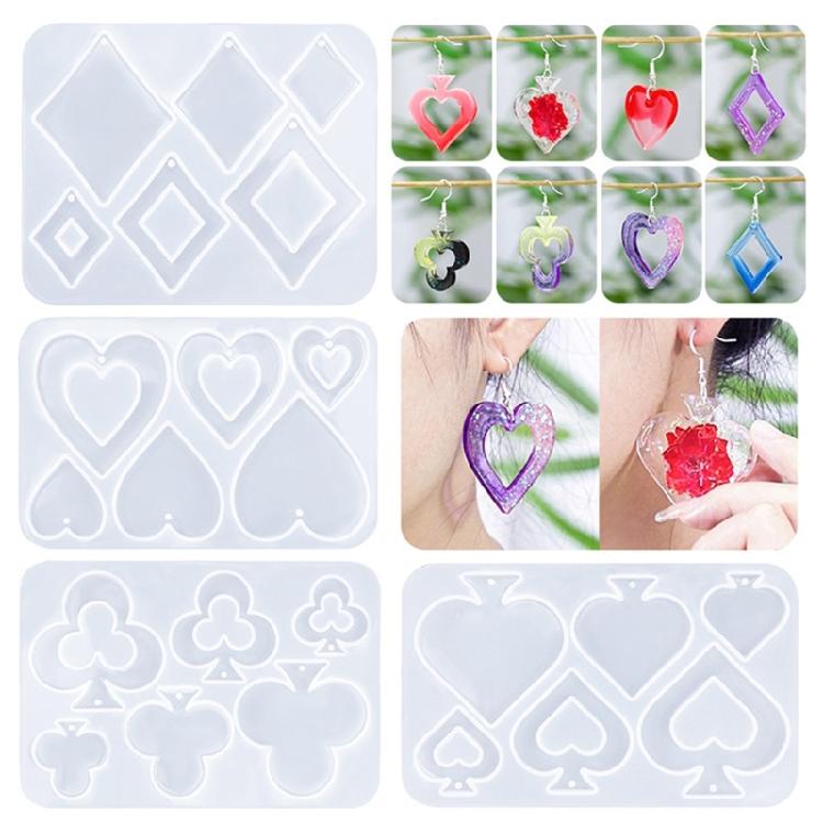 Playing Card Shaped Earring Pendant Mold DIY Keychain Backpack Neckalce Ornament Charm Epoxy Resin Silicone Mold
