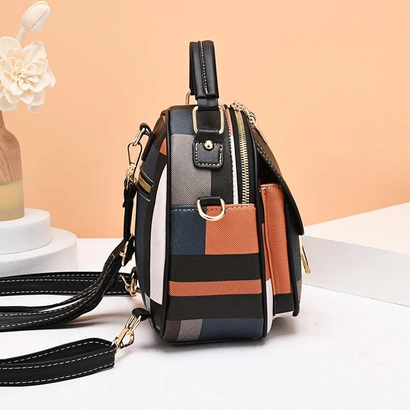 Women's Bag New One-shoulder Portable Double-shoulder Fashi Trend Plaid Backpack Luxury Handbags Women Bags Designer
