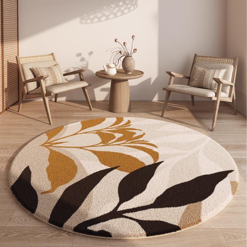 

Современный стиль украшения гостиной круглый ковер утолщенные плюшевые ковры для спальни дома пушистый мягкий коврик для пола моющийся прикроватный коврик 80x80CM