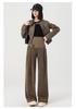 Pantalones de Pierna Ancha de Cintura Alta para Maternidad Tallas Grandes Primavera/Verano 2026 con Soporte Abdominal y Pierna Recta Forrados de Terciopelo