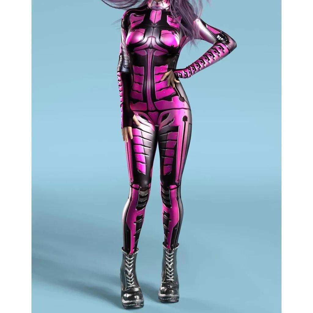 

Унисекс Киберпанк 3D цифровая печать Хэллоуин вечеринка ролевая игра наряд для женщин мужчин косплей костюм карнавальный комбинезон Adults XXXXL фиолетовый