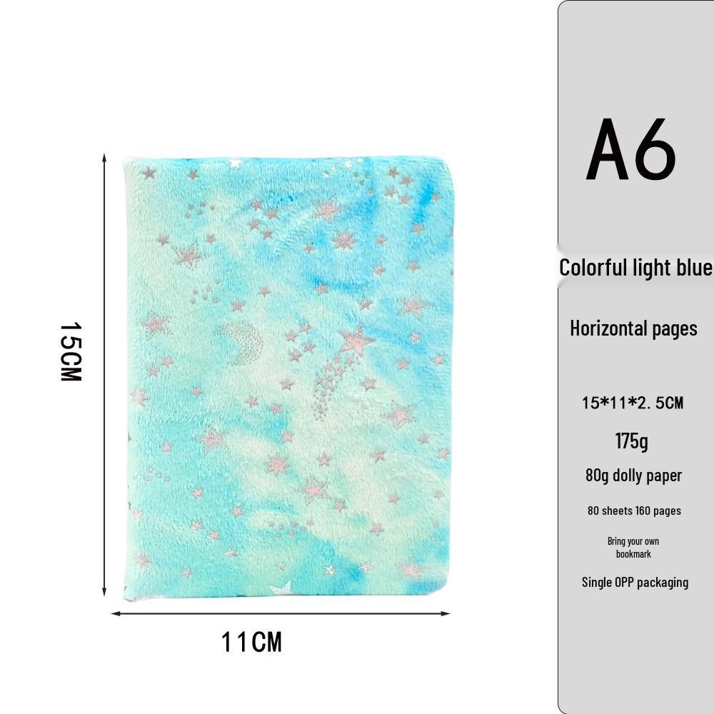 Starry Sky Creative Planet Diary: Plush Cloth Notebook Ruled Pages