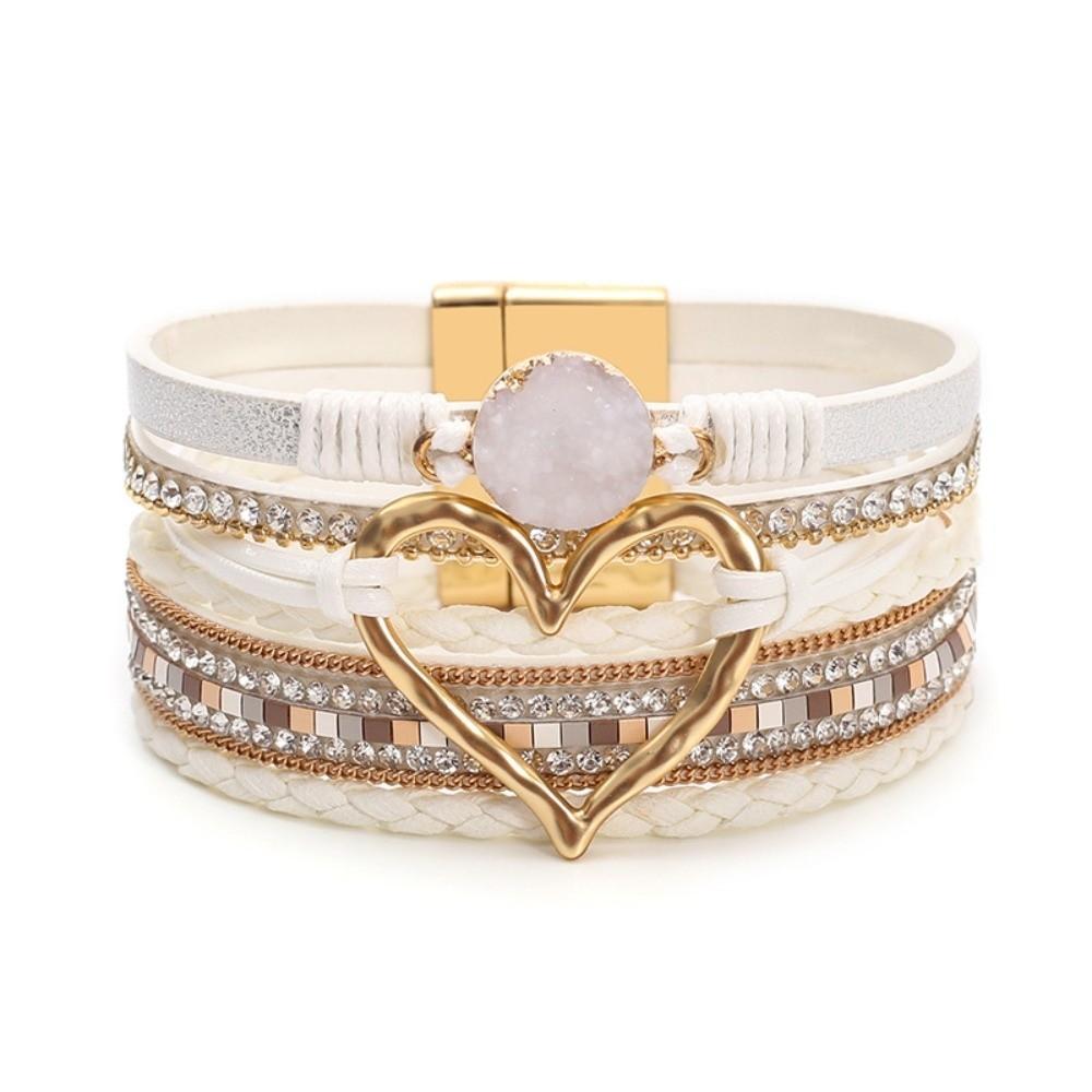 Magnetic Clasp Leather Bracelet Bangle Multi-layer Multi-Layer Bracelet  Festival Gift