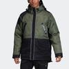Adidas Originals Color-Block Zip Warm Casual Down Jacket Men Outerwear Black Green GJ6739