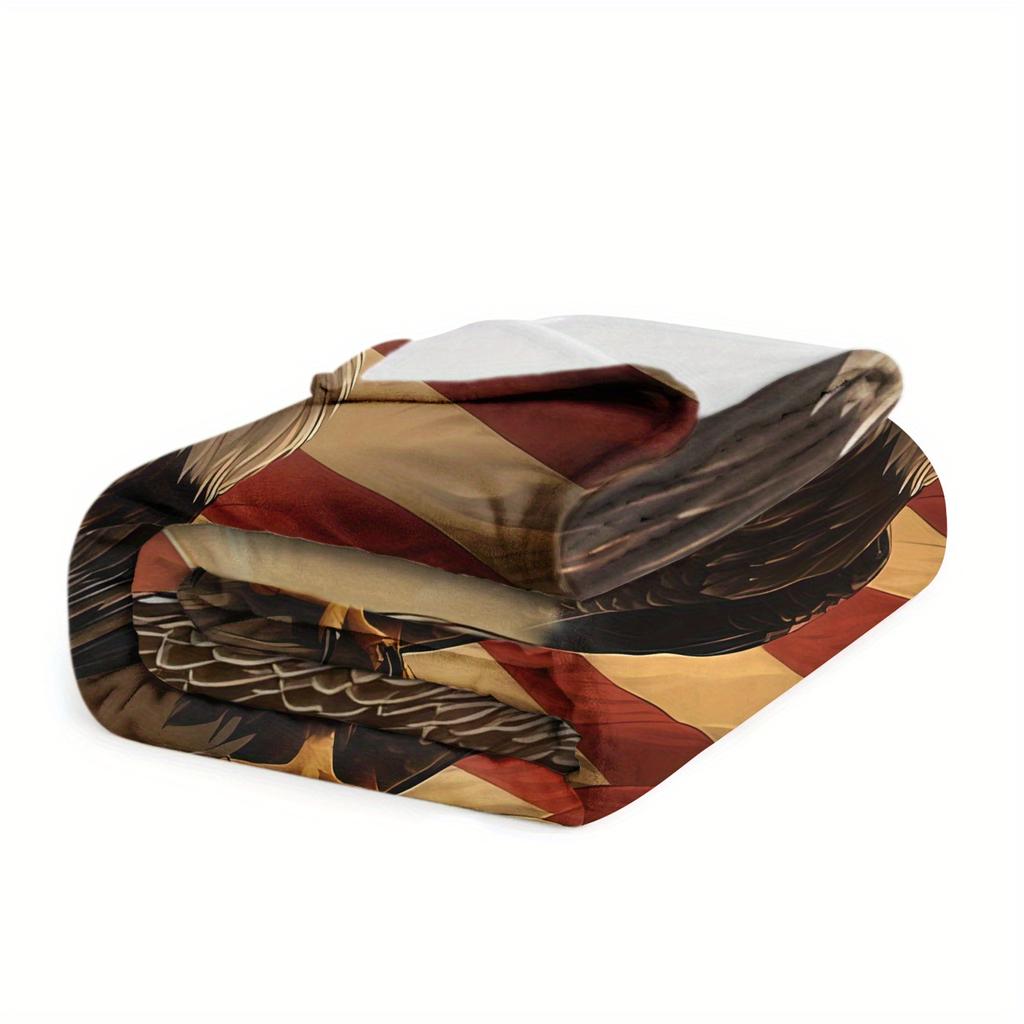 Eagle Pattern On the National Flag Flannel Printed Blanket Suitable for All Seasons Suitable for Living Room Office Sofa Travel