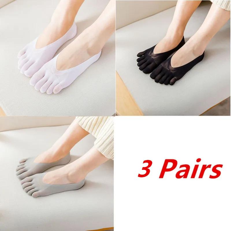 1/3/5 Pairs/Lot Women Summer Five-Finger Socks Ultrathin Funny Toe Invisible Boat Sokken Silicone Breathable Short Low Ankle Sox