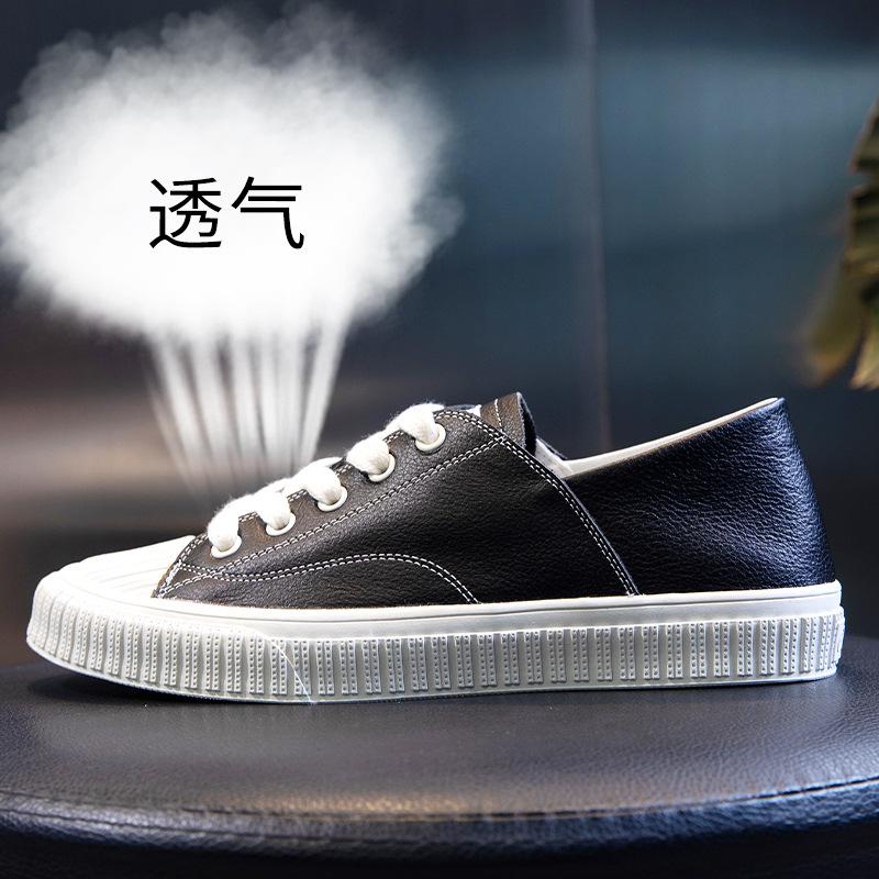 

The first layer of cowhide little white shoes for women s spring 2025 new breathable leather women s shoes casual biscuit shoes flat single shoes for 40 чёрный