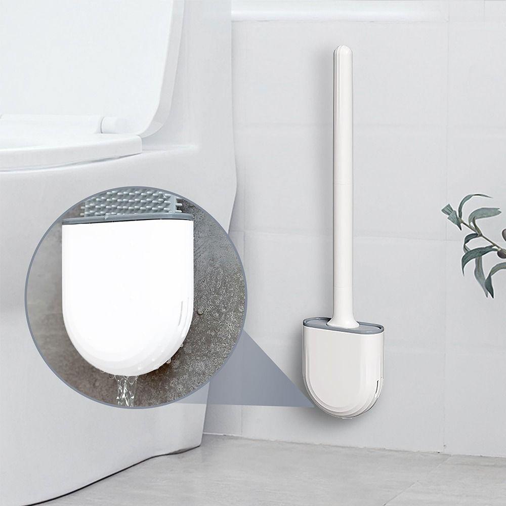 Long Handle Silicone Cleaning Brush Wall Mounted Bathroom Artifact WC Cleaning