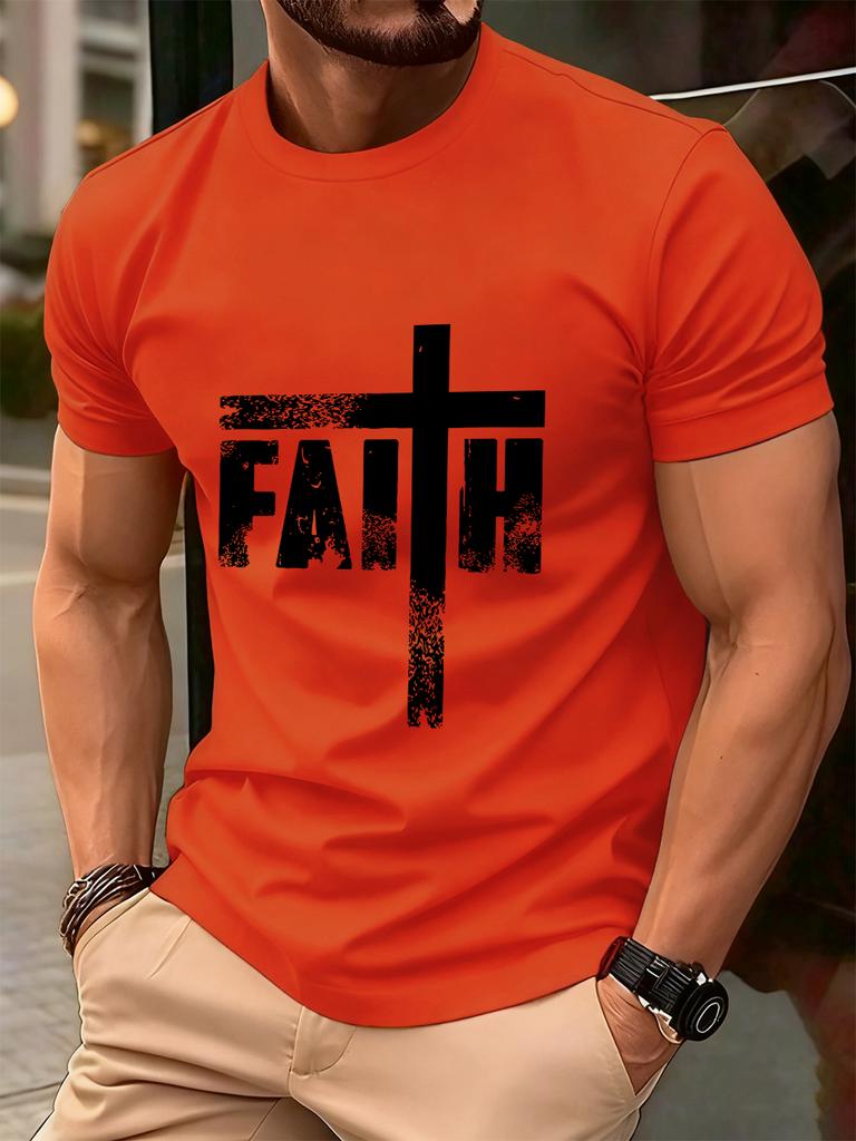 Faith The Cross Printed Cotton TShirts Mens Summer Short Sleeve Comfortable T Shirt Soft Oversized ONeck Tops Basic Clothes