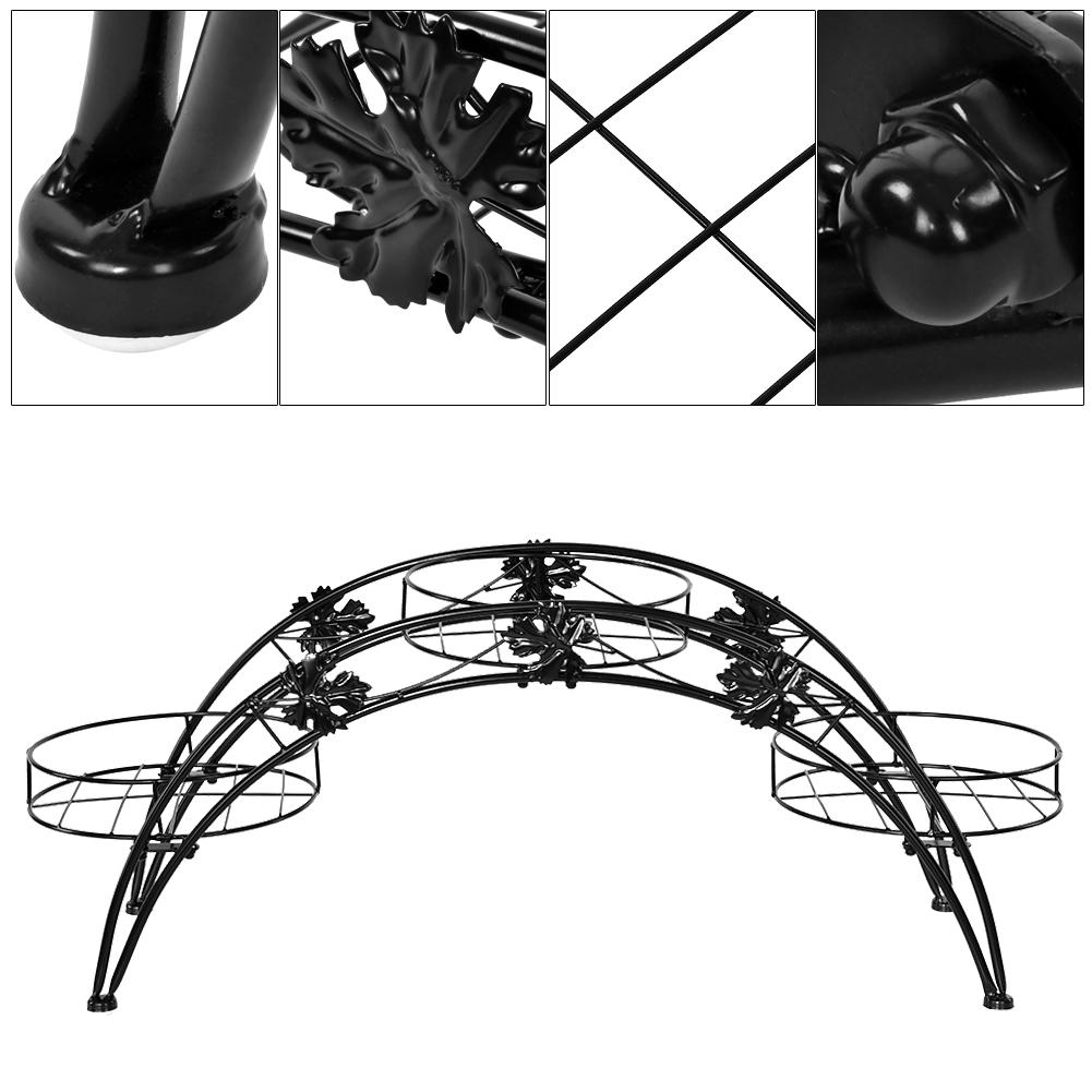 Elegant Iron Floor-Standing Plant Display Stand Flower Pot Rack for Garden Patio Decor Black