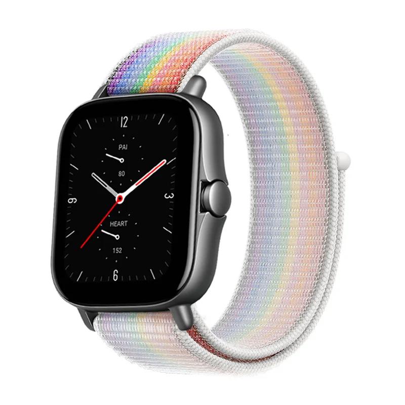 20mm/22mm Nylon Loop watch band For Amazfit GTS/4/2e/3/GTS2 Mini/GTR 4/3 pro/47mm/GTR2/2e/stratos Bracelet Amazfit bip-u strap