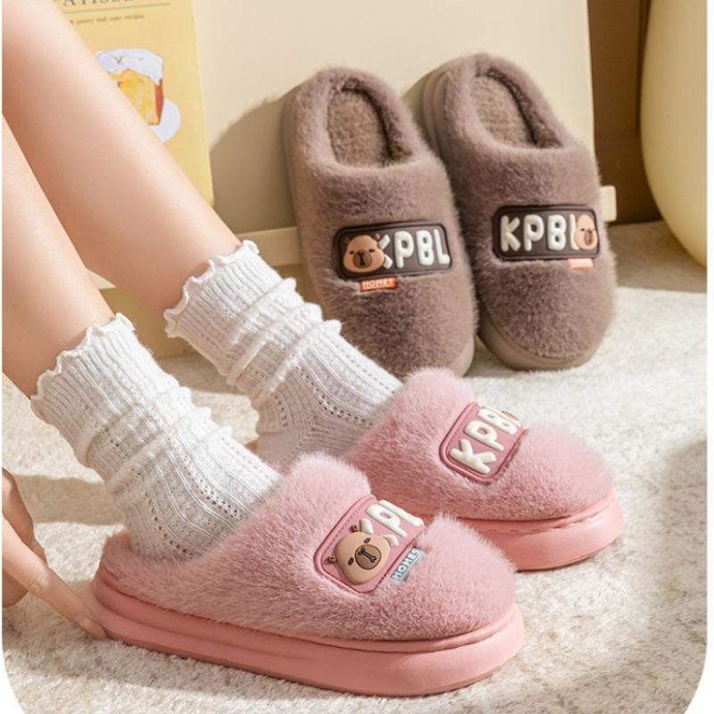 Cartoon New Cotton Slippers for Men and Women Fashion Thick-soled Plus Velvet To Keep Warm Autumn and Winter Cotton Slippers