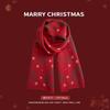 Red Christmas tree knitted scarf female autumn and winter warm green wool student couple Christmas gift scarf versatile