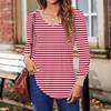 Camicie da donna a maniche lunghe a sbuffo, tuniche autunnali a maniche lunghe con scollo a V plissettato e stampe