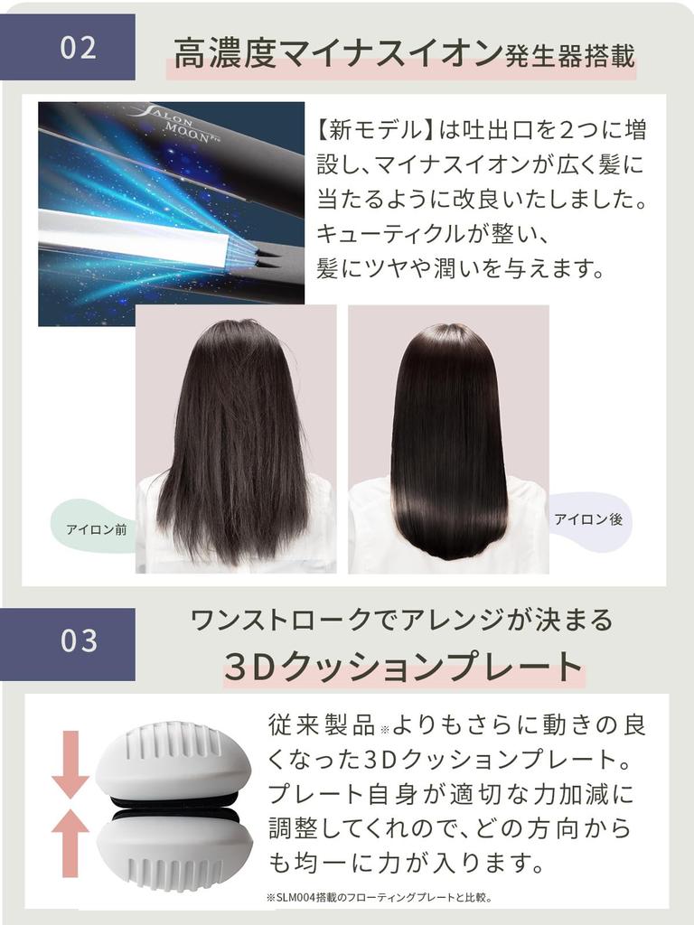 SALONMOON Mirror Double Ion Digital to Negative International Compatible Straightener, 24mm, White, Display, 80°C 230°C, Curl, 2-Way,