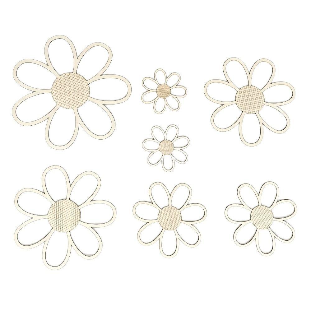 7PCS Wood Wall Hanging Decoration Boho Hollow Flower Ornament New Wall Art  For Bedroom