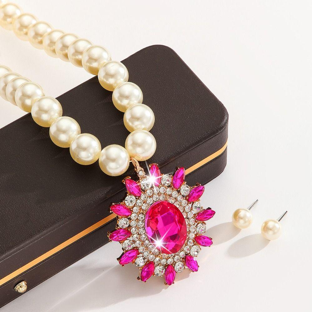 Luxury Necklace Earrings Set Elliptical Crystal Women Jewelry Set  Jewelry Accessories