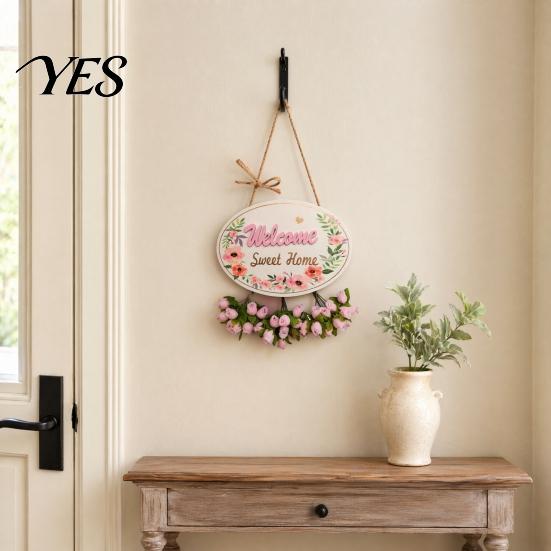 Soft Color Door Number Plate Welcome Sign for Front Door, Entrance Plate, Pastoral Rustic House Wooden Hanging Plaque Home Outdoor Wall Decor Textured