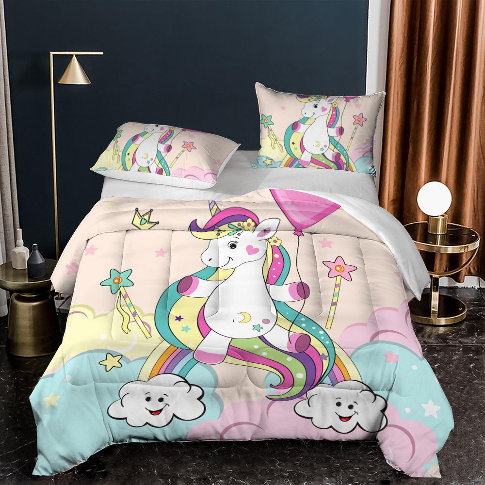 Unicorn Rainbow Color Single Duvet Cover Set for Kids Boys Teen, Unicorn Bedding Set Duvet Cover for Girl's Bedroom Decoration