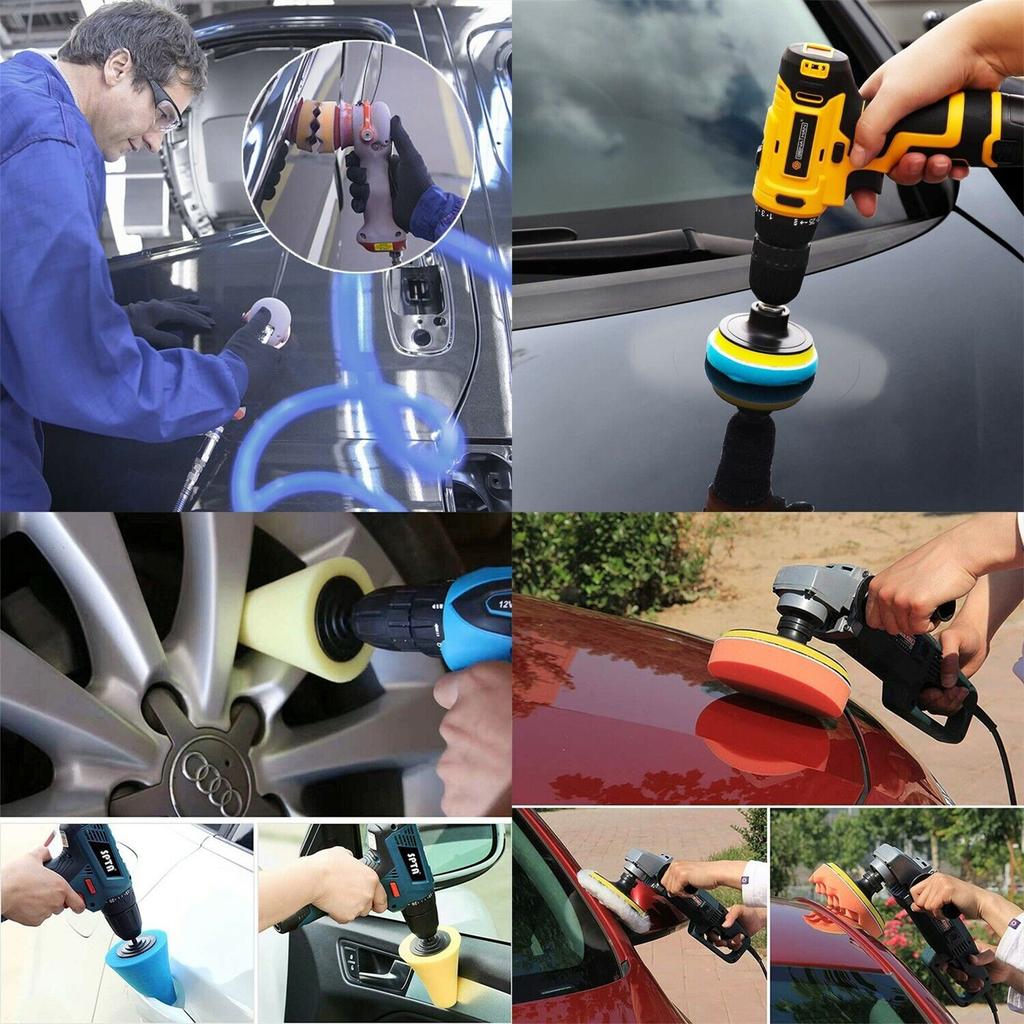 3" Sponge Foam Drill Polishing Cone Ball Pad Kit Bendable Washable Reusable Car Hub Waxing Buffing Wheel Polisher
