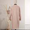 New Double-sided Cashmere Coat with Croissant Buckle Round Neck Medium and Long Woolen Coat Wool Coat Autumn and Winter