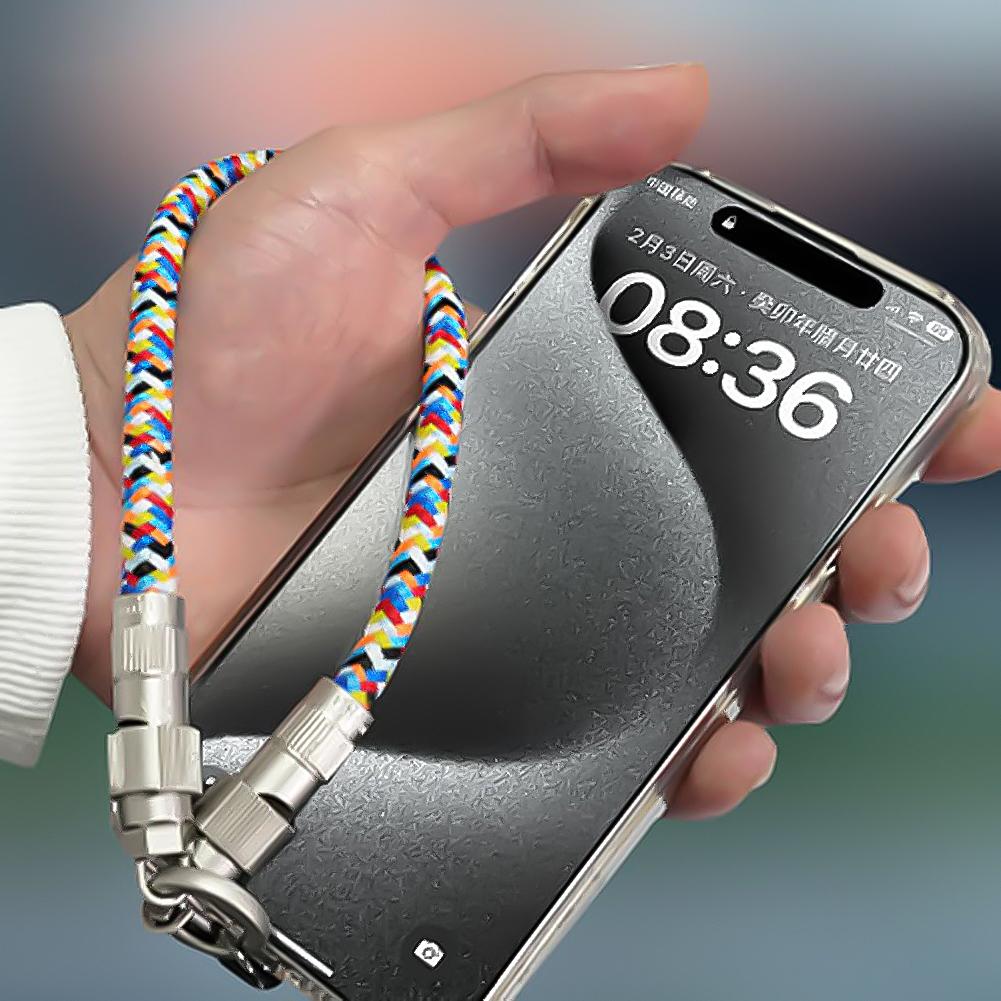 2-in-1 Handy-Lanyard PD 60W Ladekabel USB-C auf USB-C Kabel Crossbody Handy-Lanyard 7mm Dickes Seil Handy-Zubehör