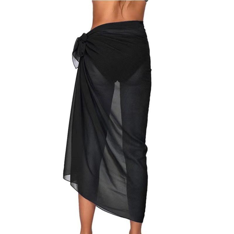 Long mesh beach wrap dress, sexy bikini one-piece scarf for women