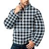Men's Plaid Print Flannel Zip-Up Sweatshirt with Stand Collar, Fall Winter Casual Wear