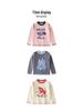 Girls' Cartoon Long-Sleeve Cotton T-Shirt - Spring/Autumn Fashionable Color Block Top