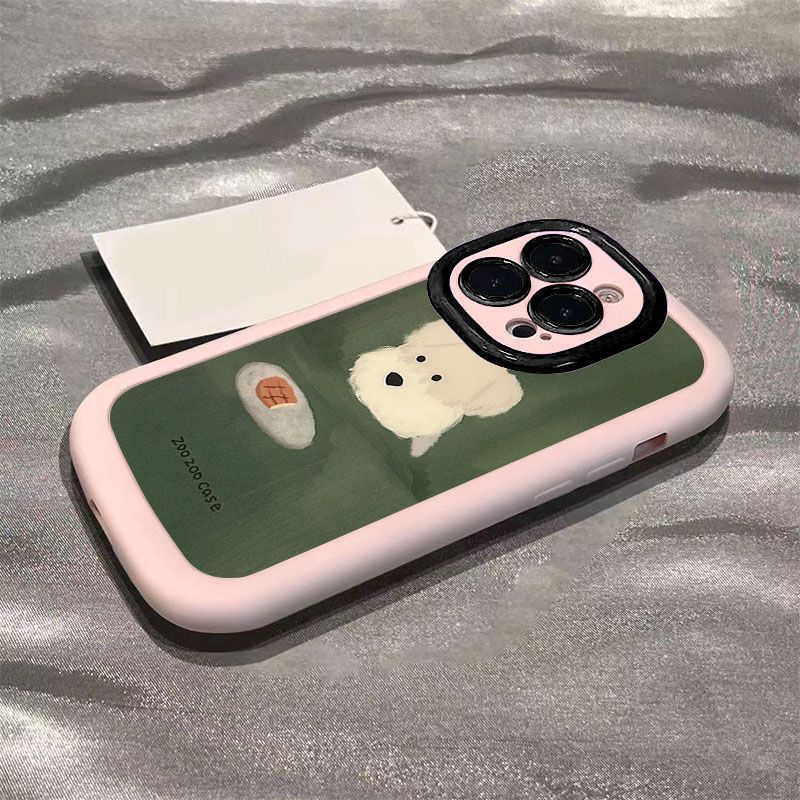 Oil Painting High-value Puppy Suitable for Apple 16 Mobile Phone Case IPhone 15 Promax Cute VIVOS19 Creative
